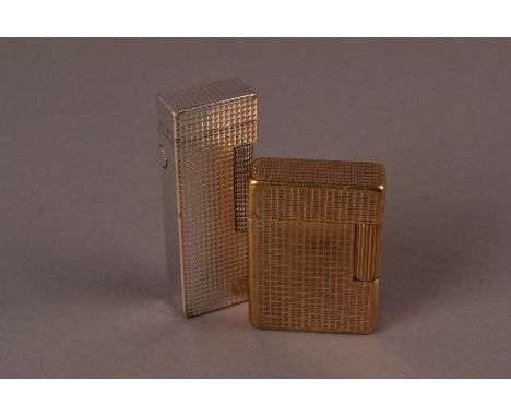 Two vintage pocket cigarette lighters, one silver plated example by Dunhill, the other gold plated by S.J. Dupont, AF (2) 
