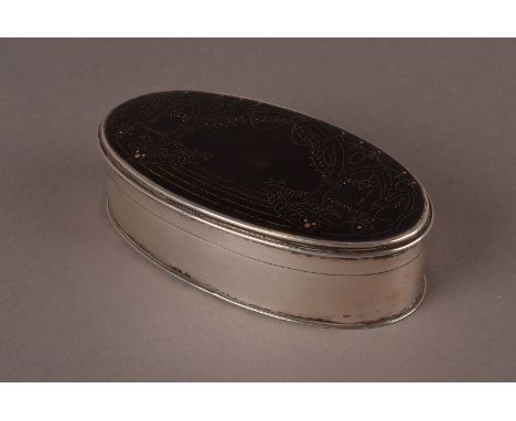 An Edwardian silver and tortoiseshell snuff box by Harold Child, London 1906, decorated with gold piquet ware in the form of 