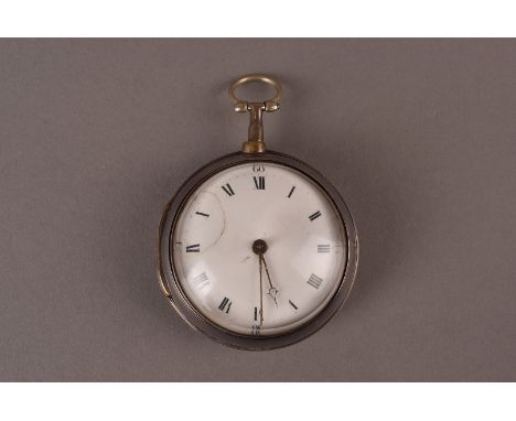 A George III silver pair cased pocket watch by Edward Morgan, c1803, white enamel dial with Roman numerals, chipped and crack