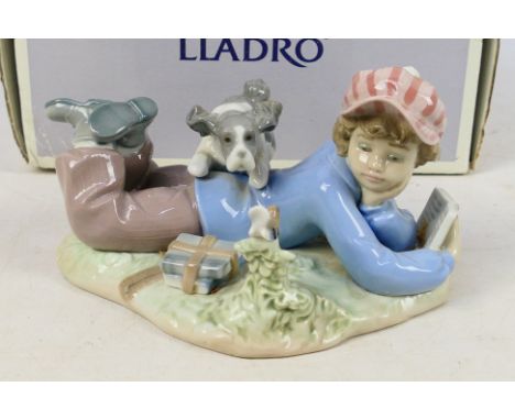 A boxed Lladro figure group, # 5451 Study Buddies. [W]