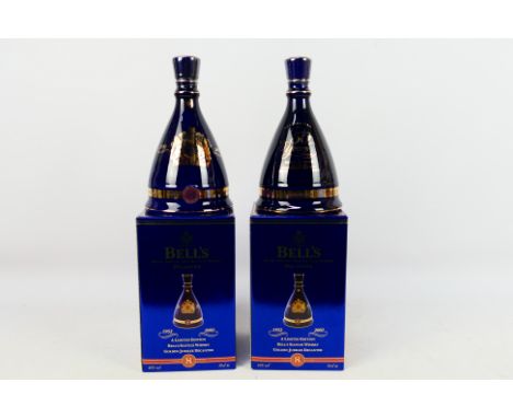 Two 70cl limited edition Bells Extra Special Old Scotch Whisky decanters, 8 Years Old and 40% abv, produced to celebrate Quee
