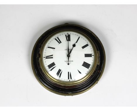 An 18th century sedan chair clock by JP Bull, Windsor with an ebonised pearwood frame, brass mounts and an enamelled dial and