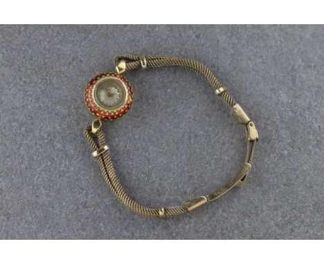 Omega: a ladies 18ct yellow gold and enamel cocktail watch, circa 1950s, circular gold coloured dial with baton indicators, b