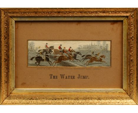 Steeplechasing interest - Three stevengraph embroidered silks by Thomas Stevens, titled - The Start; The Water Jump; The Fini