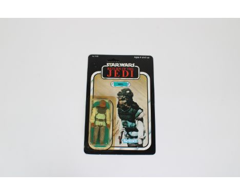 STARWARS original vintage Kenner ROTJ 77 back Nikto Un-punched and un-graded with protective star case. *Yellowed bubble with