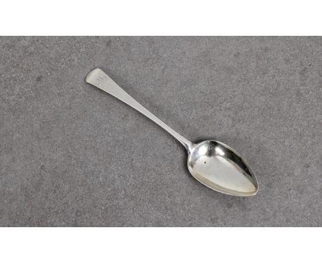 A Channel Islands Old English pattern table spoon maker's mark JQ struck once (Jacques Quesnel I and II, Jersey, c.1780-1843)