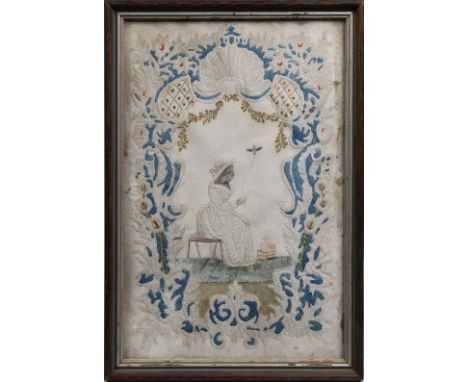 A pair of Georgian Pin Prick &amp; watercolour pictures George III, late 18th century, depicting a boy blowing bubbles and th