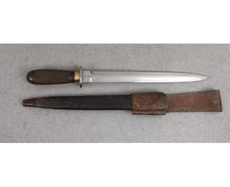 An unusual WWI trench knife made from a 1903 pattern bayonet the 12in. blade marked with broad arrow, crown '42' SANDERSON SH