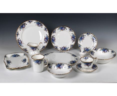 A Royal Albert 'Moonlight Rose' pattern part dinner service (75) comprising 10 teacups and saucers, sugar bowl, 6 mugs, milk 