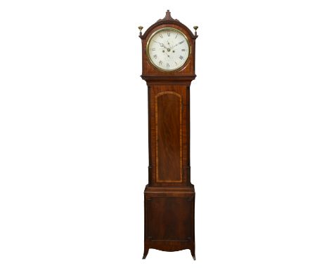 A 19th century Scottish longcase clock by James Boyd, Cupar, the painted face with Roman numerals and subsidiary minutes and 