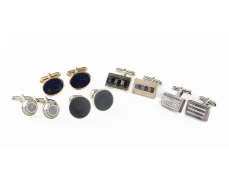 A collection of assorted cufflinks including a pair of Mappin &amp; Webb circular silver and engine turned teal enamel, appro