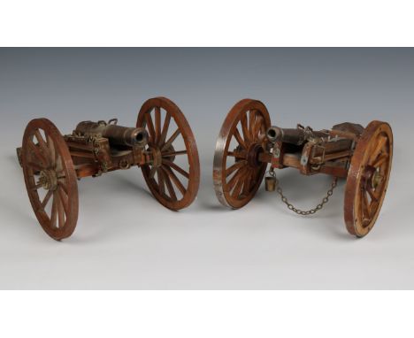 A collection of six 20th century model brass and wood cannons and mortars comprising an Armada Gun, Culverin, a Garrison Gun 