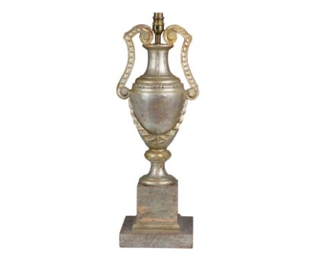 An Italian silver giltwood vase table lamp