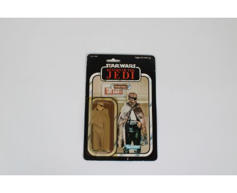 STARWARS original vintage Kenner ROTJ 77 back Prune Face Un-graded and Punched with protective star case. Sticker to the back