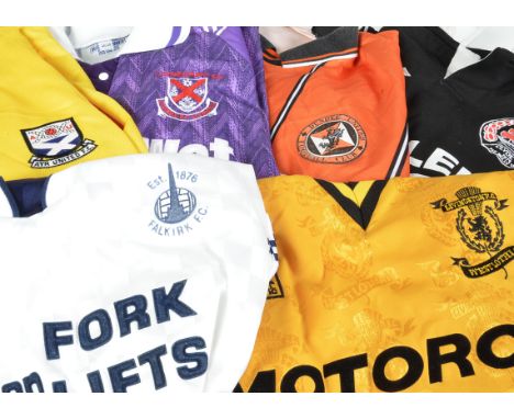 Football shirts, nine shirts, one short Clyde x 2 (Cullen Packing) L, Livingston (Motorola) L, Motherwell (Motorola) L, Ayr (