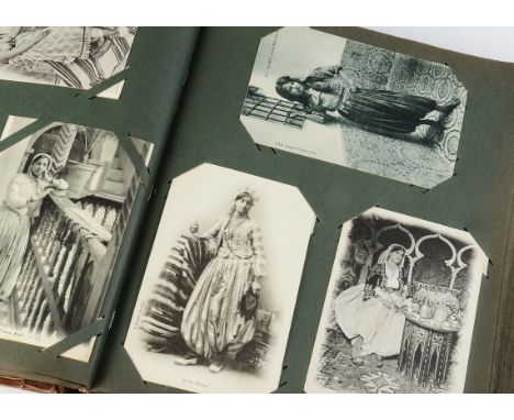 Postcards Albums, a good collection of approx 400 cards from the late 1890's to 1900's in two vintage albums, including Schwa