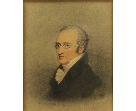 Adam Buck (1759-1833) Irish Portrait of a gentleman, bust length, wearing glasses and a dark suitSigned and dated 1821, penci