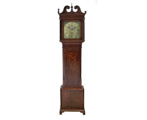 An Oak Eight Day Longcase Clock, signed James &amp; Jacob Butler, Bolton, circa 1780, swan neck pediment, 13-1/4-inch square 