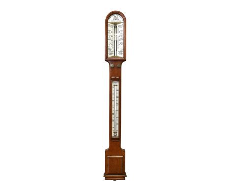 An Oak Admiral Fitzroy Storm Stick Barometer, signed Negretti &amp; Zambra, Holborn, 122 Regent St W &amp; 45 Cornhill, Londo