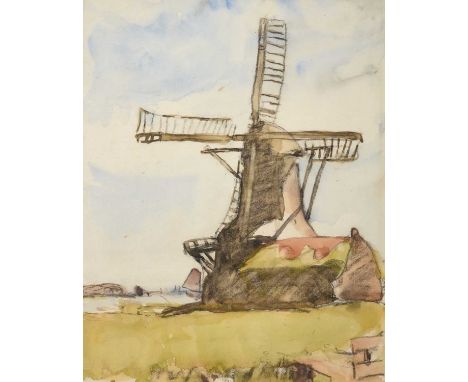 Frederick (Fred) William Mayor IS (1865-1916)Study of a WindmillMixed media, 39cm by 31cm Provenance: The Mayor family until 