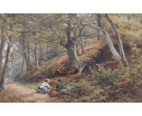 John Henry Mole VPRI (1814-1886)The Faggot GatherersSigned and dated 1876, watercolour, 28cm by 44cm Provenance: R H Spurr, S