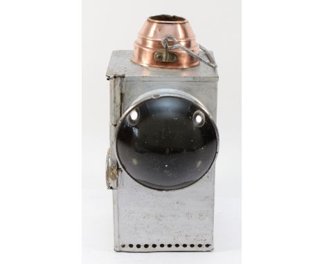 A large Southern Railway copper topped signal lamp- complete with burner