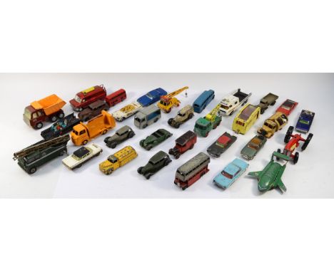 A collection of mid 20th century and later playworn model diecast vehicles, makers to include Dinky, Corgi, Lesney and Matchb