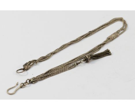 A Victorian silver Albertina watch chain, with a tassel, 18g
