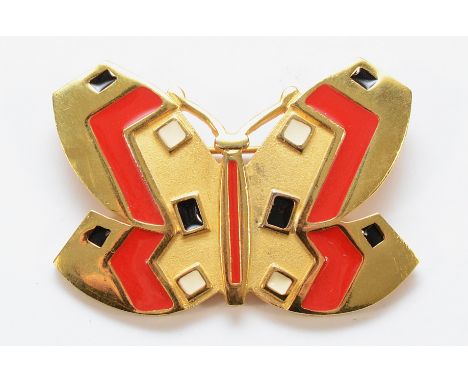Givenchy, a silver gilt and enamel abstract butterfly brooch, 40mm, 12g