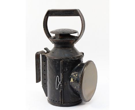 A Southern Railway/ British Railways three aspect hand lamp (Case stamped S.R/B.R) complete with burner