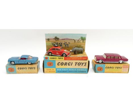 Corgi Toys; A 256 Volkswagen Saloon (Beetle)  "East African Safari" Orange with brown interior, chrome trim, including inner 