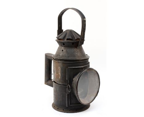 A sliding knob railway hand lamp- complete with burner