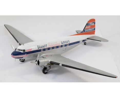 An impressive diecast model of a passenger airliner 047 Douglas/D03 'Braniff International Airways', wingspan 60cm