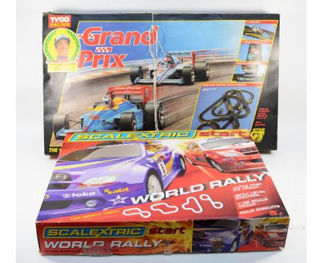 Scalextric model racing sets, to include two boxed Micro examples, a boxed 'Start' World Rally set and a boxed Tyco Action GT