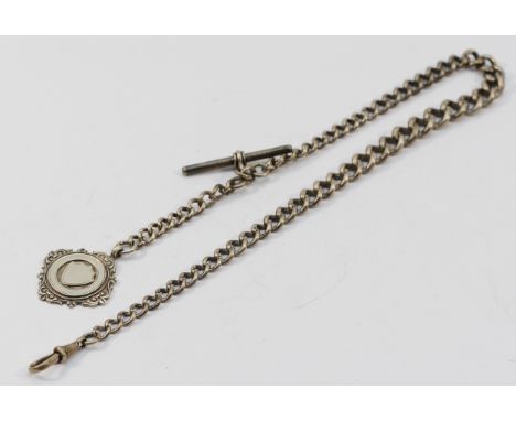 A Victorian silver watch chain, with a later fob, 59g