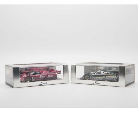 A pair of 1:43 scale hand built resin models by SPARK (MINIMAX), comprising of a  'S0753' 1991 Jaguar XJR-12 (Le Mans) and a 