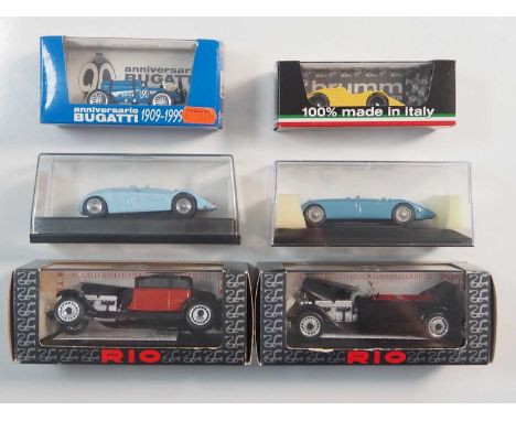 A group of 1:43 scale models by SIBUR, BRUMM, D.B MODELS (hand built white metal and RIO, comprising of Bugatti automobiles t