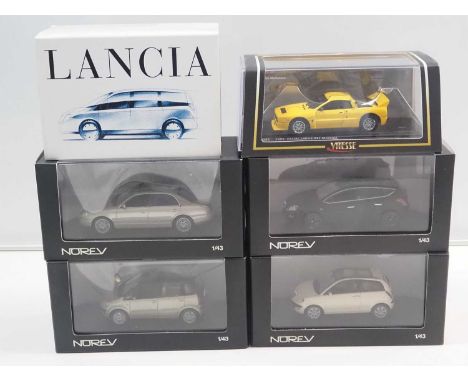 A group of 1:43 scale models by NOREV and VITESSE, comprising of Lancia automobiles to include a VITESSE 1982 Lancia 037 Stra