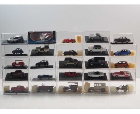 A group of 1:43 scale models to include DUGU and RIO comprising of Fiat automobiles - G/VG, all unboxed and in G perspex case