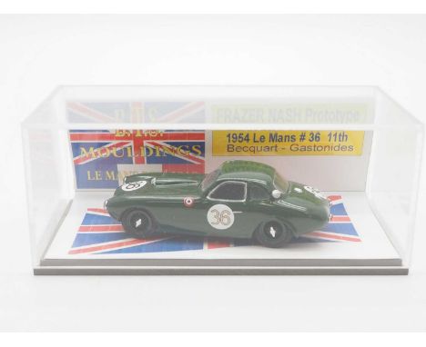 A 1:43 scale B.T.S. MOULDINGS hand built resin model of a 1954 Frazer Nash prototype RMB (Le Mans) - VG/E in G/VG perspex cas