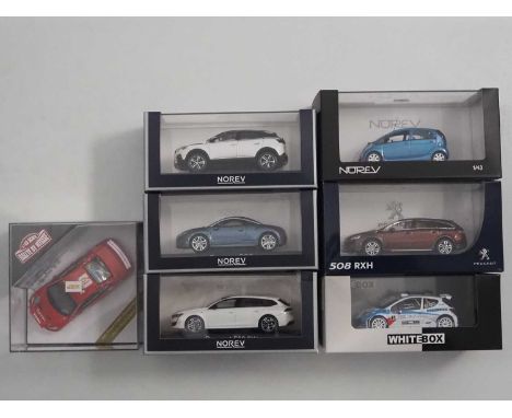 A group of 1:43 scale models by NOREV, VITESSE and WHITEBOX, comprising of Peugeot automobiles to include a Norvel 2013 Peuge