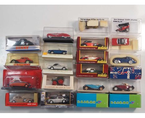 A group of boxed and unboxed 1:43 scale models to include  RIO, GUISVAL, NOREV, SOLIDO and DINKY MATCHBOX, comprising of vari