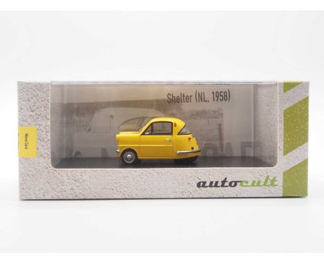 A 1:43 scale AUTOCULT '03004' Ltd edition hand built resin model of a 1958 Shelter, edition of 333 - VG/E in G/VG perspex cas