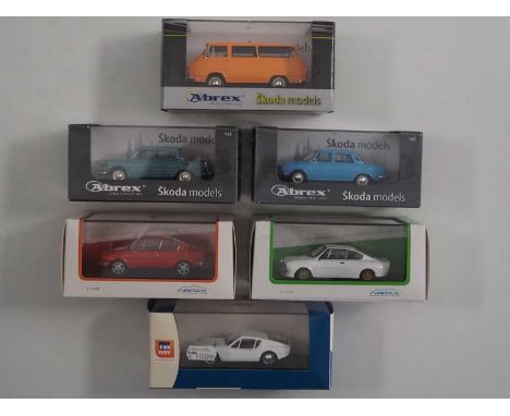 A group of 1:43 scale models by ABREX and FOXTOYS  comprising of 1960s and 1970s Skoda automobiles to include an ABREX 1964 S