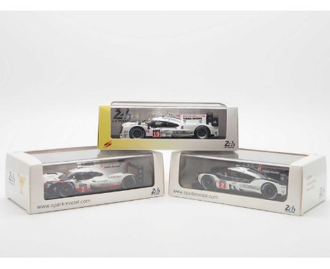 A group of 1:43 scale hand built resin models by SPARK (MINIMAX), comprising of a 'LM15' 2015 Porsche 919 Hybrid (Le Mans) a 