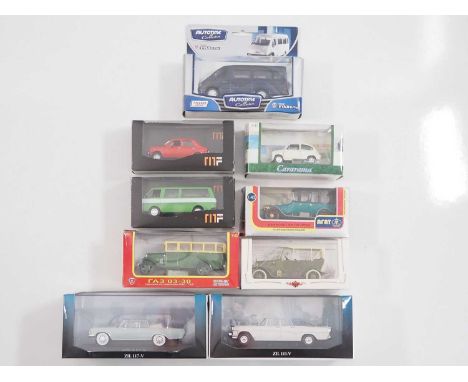 A group of 1:43 scale models comprising of assorted Russian and Yugoslavian/Serbian automobiles and commercial vehicles- VG/E