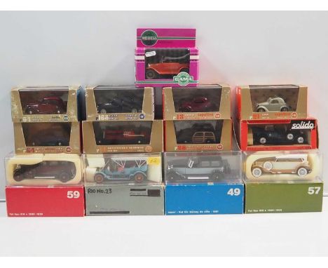 A group of 1:43 scale models by RIO, BRUMM, SOLIDO and GAMMA, comprising of Fiat automobiles - VG/E in F/G boxes (13)