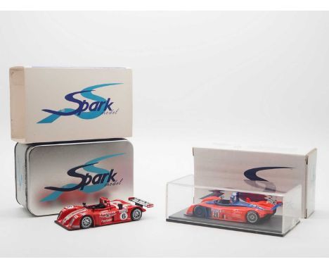 A pair of 1:43 scale hand built resin models by SPARK (MINIMAX), comprising of a 'SCYD 02' 2000 Reynard 2KQ Oreca (Le Mans) a