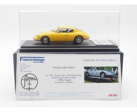 A rare 1:43 scale  FRANCORCHAMPS MINI MODELS, Ltd edition hand built model of a 1961 Apal Coupe, edition 05/50  - VG/E in G/V