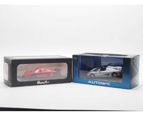 A pair of 1:43 scale models, comprising of SOPHIART (FRONTI-ART), Ltd edition hand built resin model of a 2016 Koenigsegg Reg